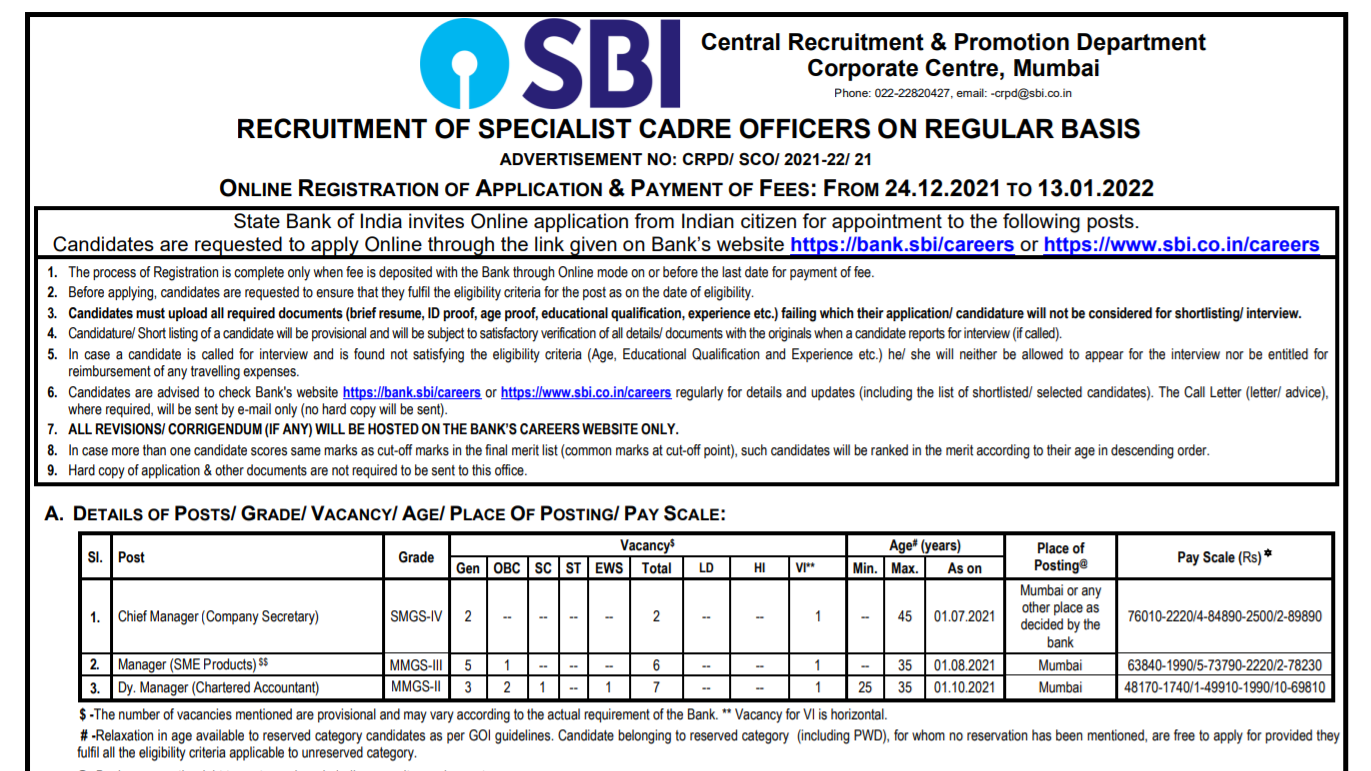 SBI specialist cadre officer on regular basis posts 2021.png